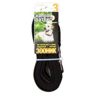 Поводок капроновый с двойной латексной нитью 3м*20мм черный Зооник