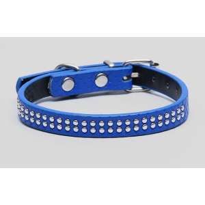 Ошейник рифленный с клепками 33см*1,2см ОШ23-29см синий Пижон