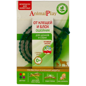 Энимал плей/Animal ошейник для ухода за шерстью и отпугивания насекомых для собак и щенков 75см*24