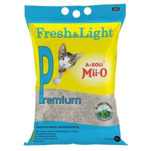 Наполнитель бентонитовый комкующийся А-Соли/A-Soli (fresh light)Premium Альпийская свежесть 5л/4кг*4 для кошек