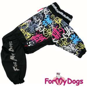 Дождевик для собак А1, спинка 30см черный с граффити