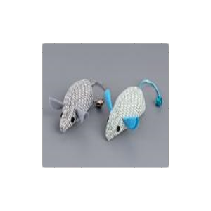 Игрушка для кошек Мышки 2шт 17/8х4х3.5см с кошачьей мятой и колокольчиком, микс