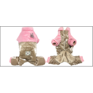 Комбинезон утепленный рМ розовый с золотым с брошкой, спинка 27см Уют