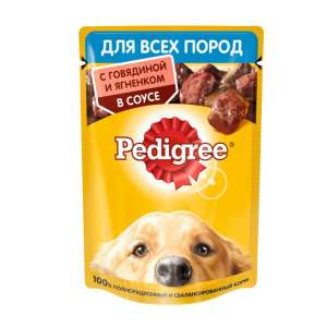 Педигри/Pedigree 85гр пауч корм для собак говядина/ягненок для собак