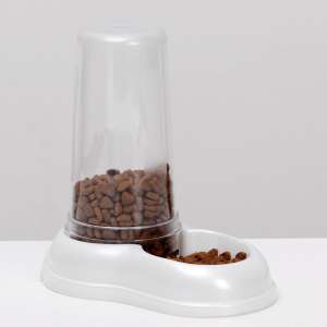 Автопоилка/автокормушка для кошек и собак 600мл белая перламутр Пижон