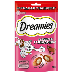 Дримс/Dreamies 140гр лакомство  для кошек подушечки с говядина/сыр*12