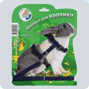 Комплект для кроликов шлейка + поводок 1,5м*10мм стропа на блистере Зооник для грызунов