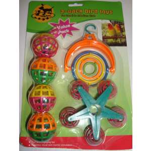 Игрушка для птиц Подвес 4 шара+звезда+кольца №1-pack bird toys для птиц