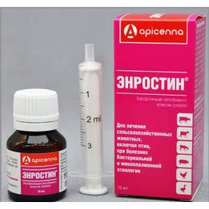 Энростин р-р 10 мл (Д.В.-энрофлоксацин+)*10 для с/х животных