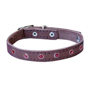 Ошейник кожаный украшен стразами 10мм/19-26,5см Зооник