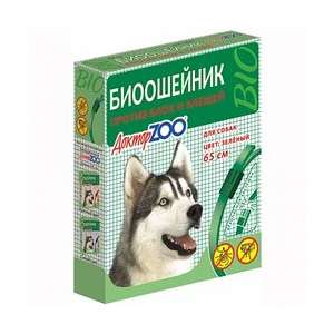 Доктор Зоо ошейник БИО для собак от блох, клещей, вшей, власоедов (зеленый) 65см*6