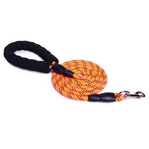 Поводок для собак LionPets с мягкой ручкой, усиленный (Оранжевый) Размер 1 ширина 0,8см, длина 1,5м